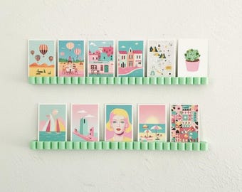 24" Fluted Postcard Display Rail | Scalloped Picture Ledge Shelf for Art Prints | Modern Gallery Wall Decor