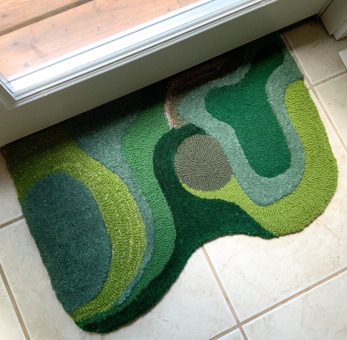 Hand Tufted Moss Rug or Mat With a Unique Shape Cottagecore Etsy
