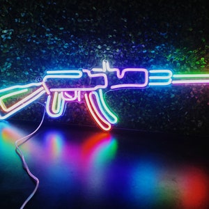 AK-47 Neon Sign, Custom Neon Sign, Neon Sign Bedroom, LED Neon Light