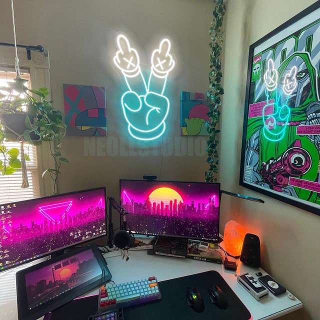 Enseigne Néon LED KAWS Personnalisable – Décoration Murale Animée