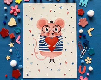 Impresión de ratón de amor