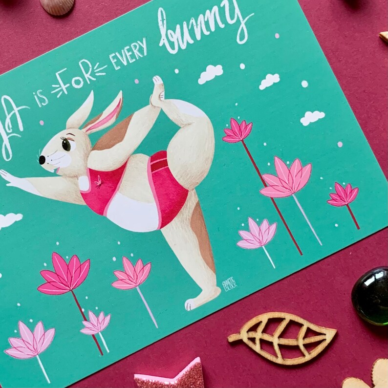 Yoga is for every Bunny Postcard zdjęcie 2