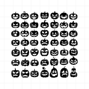 Cara de calabaza SVG. Imágenes prediseñadas de cara de calabaza. Archivos de corte de cara de calabaza. Archivos de corte de cara de calabaza. Caras lindas de Halloween SVG. Paquete de imágenes prediseñadas de calabaza.