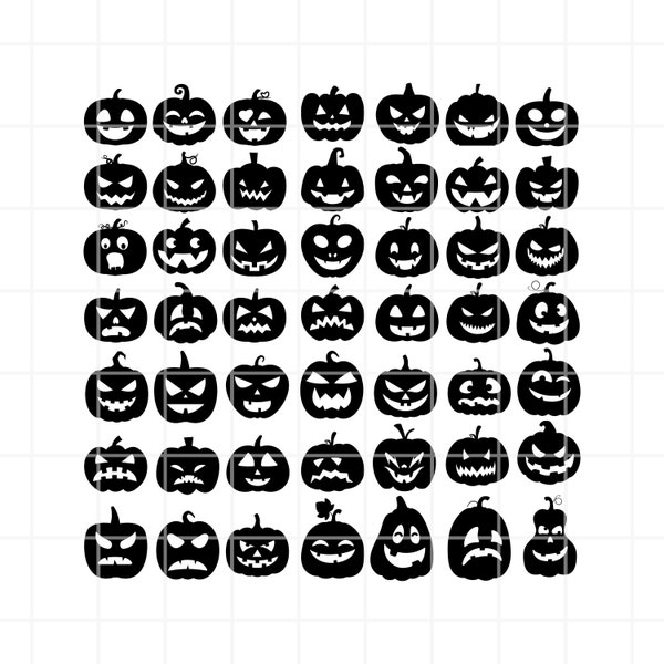 Pumpkin face Svg. Pumpkin face clip art. Pumpkin face cut files. Pumpkin face cutting files. Cute Halloween Faces Svg.  Pumpkin Clipart Pack