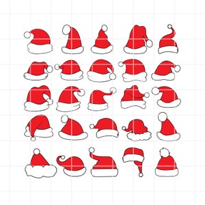 Santa hat svg. Christmas hat svg. Santa Hat clipart. Christmas Svg. Santa hat cut file. Santa hat cutting set. Santa hat clip art. Vector.