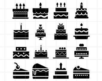 Birthday Cake SVG, PNG, AI, Clipart Bundle. Silhouette vector Cut Files (Digital Download)