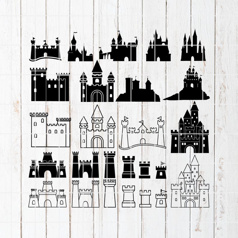 Castle Clipart, Cut files Set (SVG, PNG, AI) Digital Download image 2
