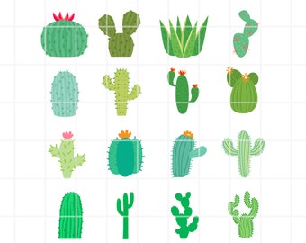 Pakiet plików clipart: kaktusy SVG, PNG, AI, grafika roślin pustynnych (pobieranie cyfrowe)