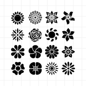 Flower SVG Cute Bundle, Gardening flower icon svg, Flat flowers clipart vector svg png eps stencil cut file for silhouette cricut vinyl.