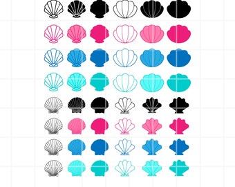 Pastel Seashell SVG, PNG, AI, Clipart set. Colorful Seashell vector Files (Digital Download)