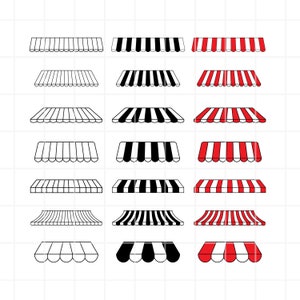 Striped awnings SVG. Striped awnings png. Striped awnings cut file. Striped awnings clipart. Striped awnings cutting set. Stripe awning eps.
