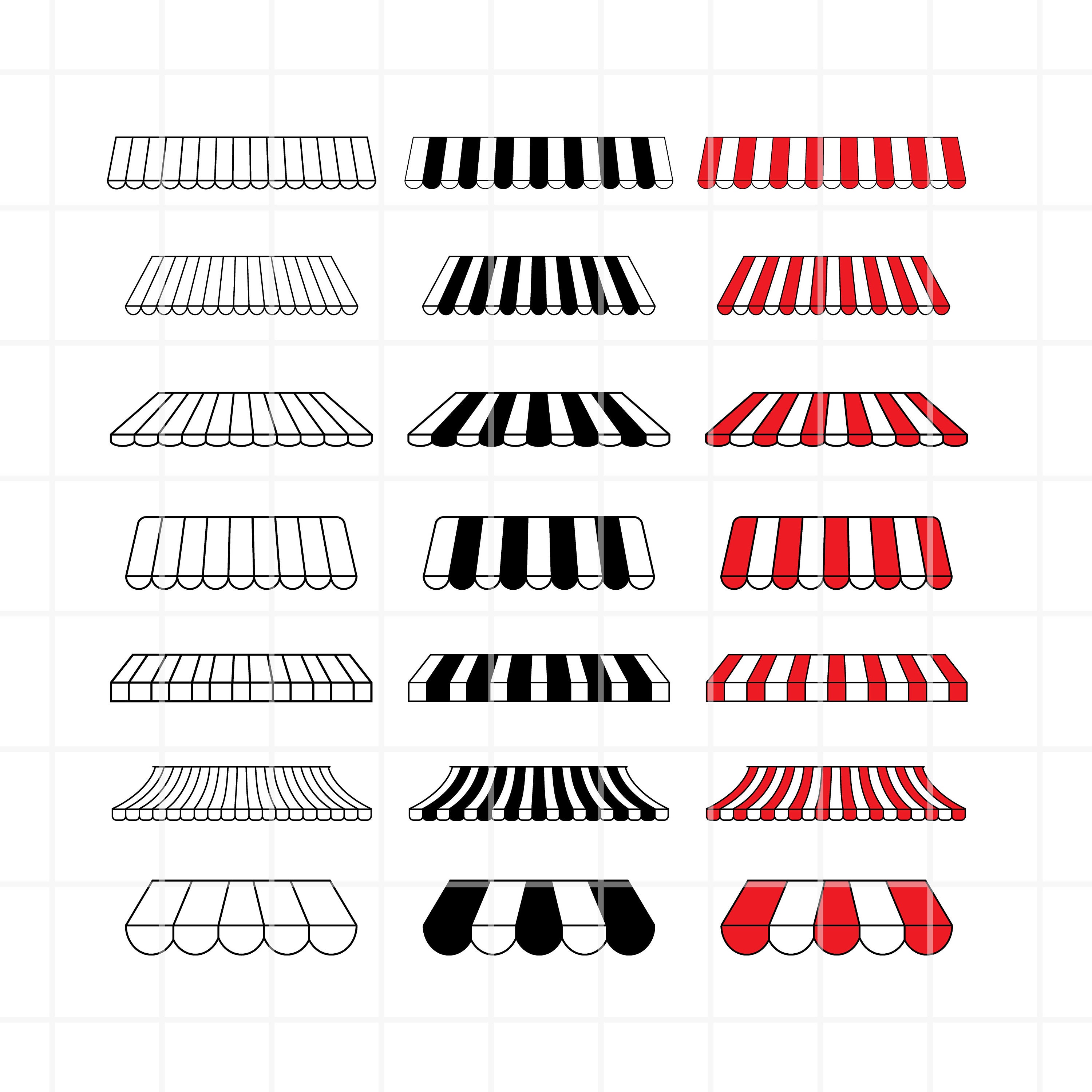 Striped Awnings SVG. Striped Awnings Png. Striped Awnings Cut Etsy