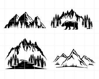 Archivos SVG, PNG e imágenes prediseñadas de montañas: Naturaleza, senderismo y viajes (descarga digital)