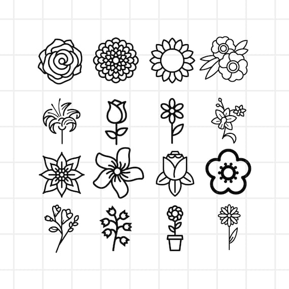 Download Flower Svg Cute Bundle Gardening Flower Icon Svg Flat Etsy