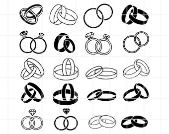 Wedding Ring Clipart SVG, PNG, AI set. Vector illustration Cut Files (Digital Download)