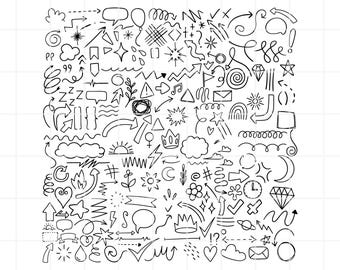 Hand Drawn Sketch Elements Clipart, SVG PNG AI Cut Files (183+)