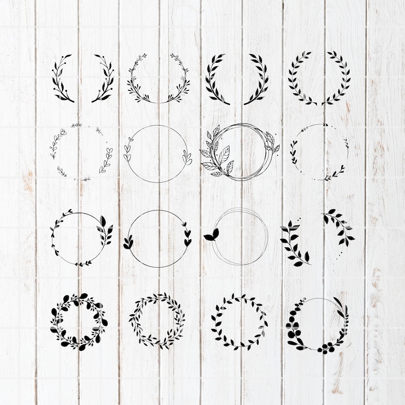 Wreath svg. Floral Wreath cut file. Wedding wreath clipart. Wreath cutting set. Laurel Wreath cricut. Wreath clipart. Wreath cut file. image 2