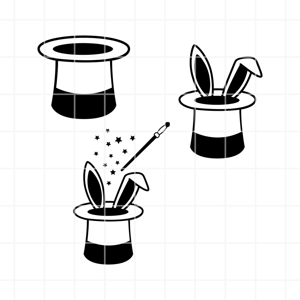 Magic Hat SVG PNG Clipart: Rabbit, Wand Cutting Files (digital Download ...