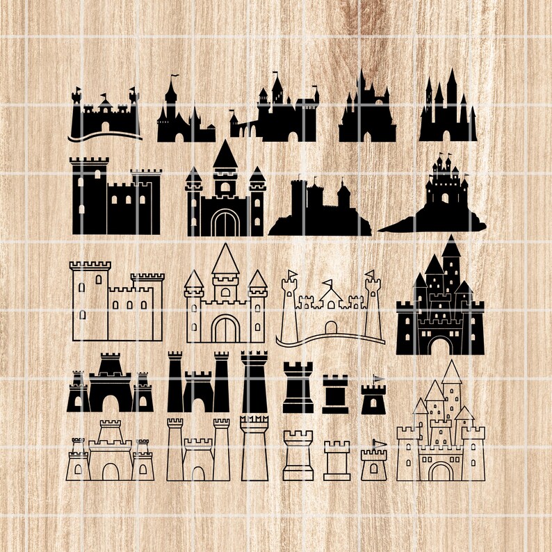 Castle Clipart, Cut files Set (SVG, PNG, AI) Digital Download image 3