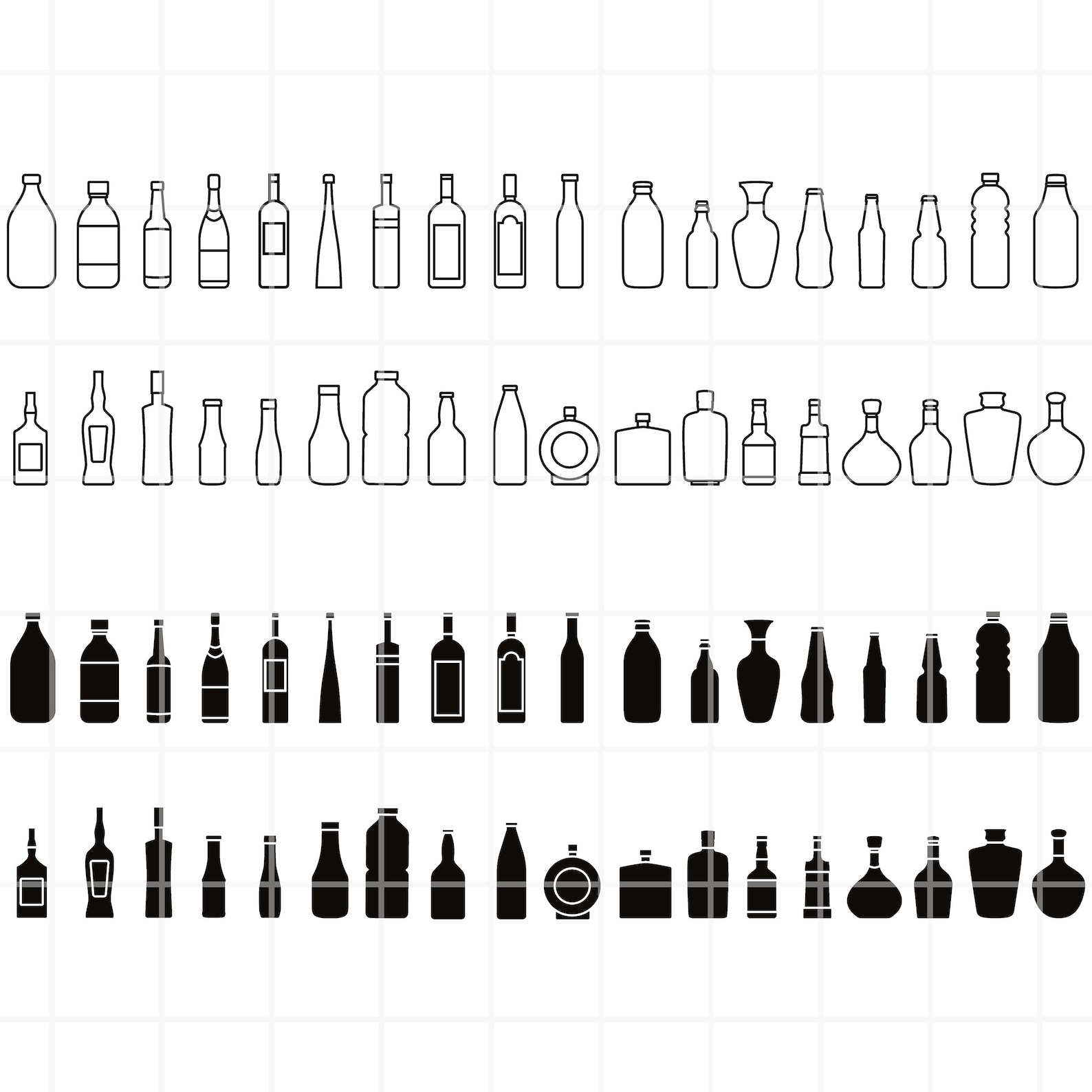 Bottle Silhouette Clipart - SVG, PNG, JPG (digital Download) - Etsy