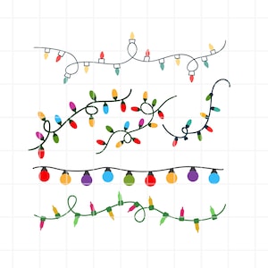 クリスマス ライト SVG。ガーランド カット ファイル。クリスマス ライト クリップアート。クリスマス ライト カッティング セット。クリスマス ライト シルエット カット ファイル