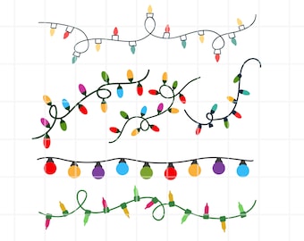 Christmas Lights SVG, PNG, AI, Clipart set. Garlands vector illustration Cut Files (Digital Download)