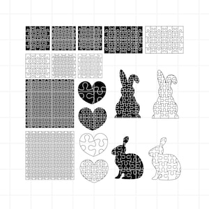 Jigsaw Puzzle Templates SVG. Bunny Jigsaw Puzzle cut file. Heart Jigsaw Puzzle clipart. Jigsaw Puzzle cutting set. Jigsaw Puzzle  cricut.