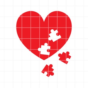 Heart svg. Puzzle heart svg. Puzzle Piece cut file. Valentine&#39;s Day clipart.  Heart Puzzle for Valentines  cricut. Heart Puzzle clipart.