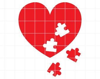 Heart Puzzle SVG, PNG, AI, Clipart set. Valentine's Day vector Cut file (Digital Download)