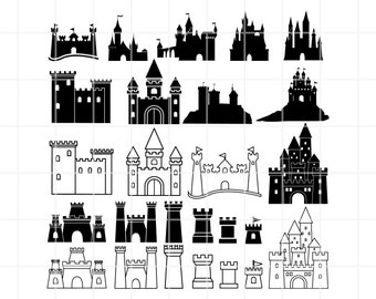 Castle Clipart, Cut files Set (SVG, PNG, AI) Digital Download