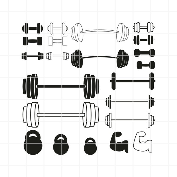 Dumbbell SVG. Dumbbell png. Dumbbell clipart. Dumbbell cut file. Barbell svg. Barbell png. Barbell clipart. Barbell cut. Fitness Gym svg.