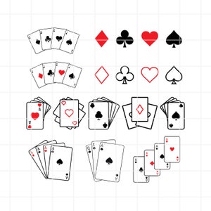Speelkaarten svg. Poker svg.  Speelkaarten png. Poker png.  Speel kaarten geknipt bestand. Poker cut bestand. Eps, snijden, vector, illustratie.