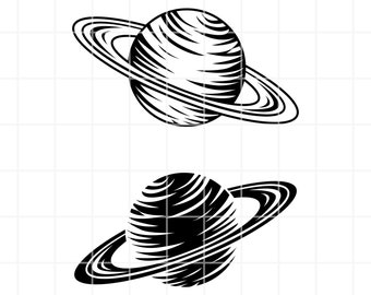 土星のSVG、PNG、Ai、クリップアートセット。惑星のベクターイラストカットファイル（デジタルダウンロード）