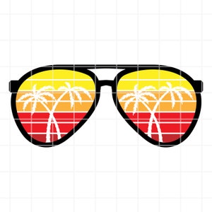 Retro Vintage Sunset Sunglasses SVG. Sunset Palm Trees Aviator Sunglasses SVG. Summer Beach Aviators Svg. Sunset Sunglasses png, clipart.