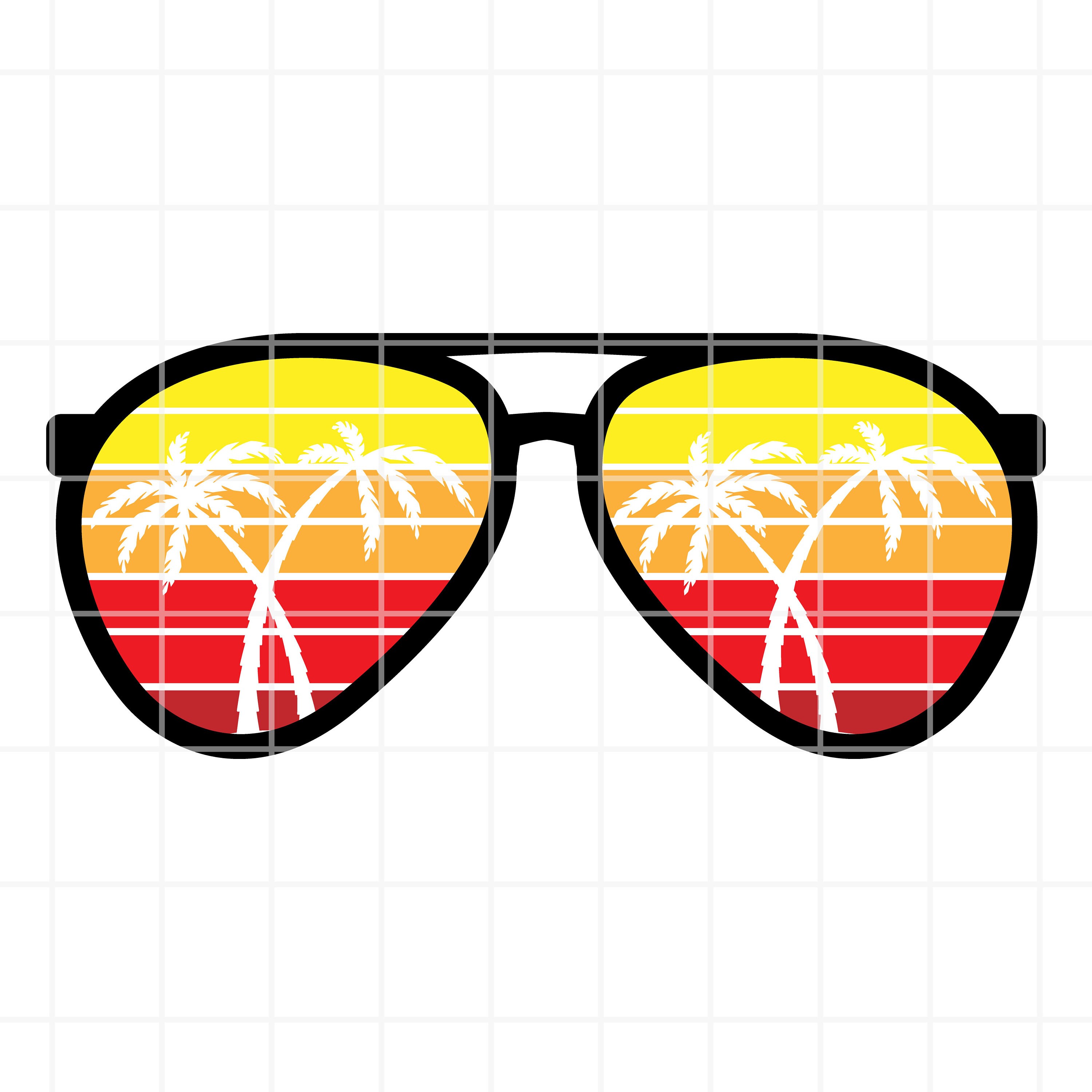 Retro Vintage Sunset Sunglasses SVG. Sunset Palm Trees Aviator Sunglasses SVG. Summer Beach Aviators Svg. Sunset Sunglasses png, clipart.