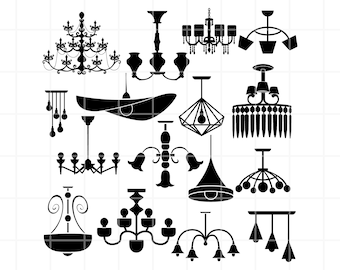 Pacote de imagens vetoriais de lustre em SVG, PNG e AI. Arquivos de corte vetoriais (download digital).
