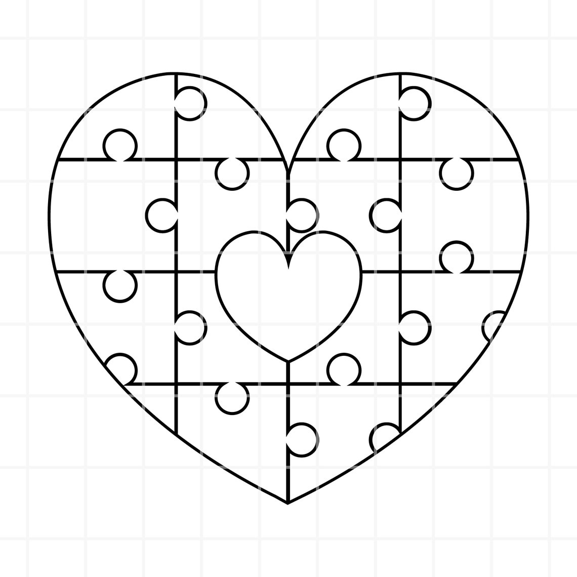 Heart Puzzle Svg Heart Puzzle Cut File Heart Puzzle Clipart Etsy