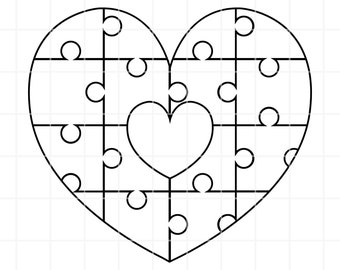 Herz Puzzle svg. Herzpuzzle Plotterdatei. Herz Puzzle Clipart.  Herzpuzzle für Valentinstag Cricut.   Herzpuzzle für Valentinstag Clipart.