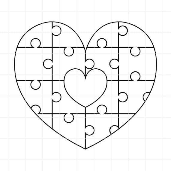 Heart Puzzle Svg. Heart Puzzle Cut File. Heart Puzzle Clipart. | Etsy
