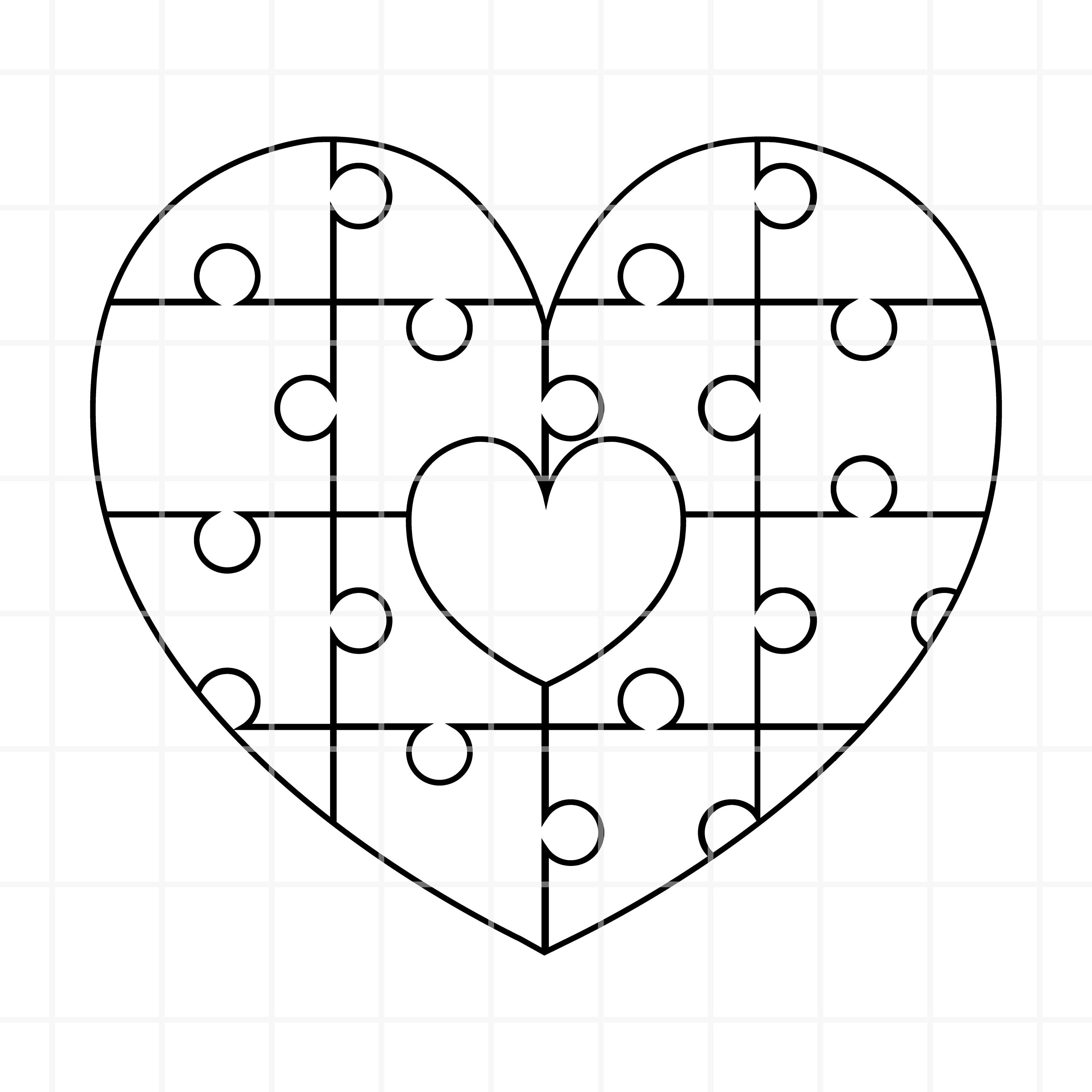 5 piece heart puzzle template