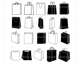 Paper Bag SVG, PNG, AI, Clipart set. Vector illustration Cut File (Digital Download)