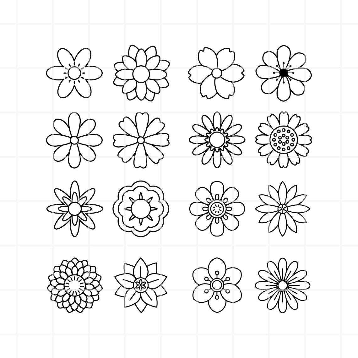 Blumen svg. Blumenschnittdatei. Blumen Clipart. Blumenschneide - Etsy