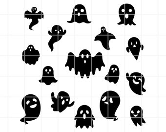 Ghost SVG, PNG, AI, Clipart Bundle. Halloween Vector illustration Cut Files (Digital Download)