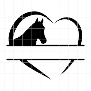 Horse heart SVG. Horse heart png. Horse Split Name Frame SVG, Horse Monogram svg. Horse heart clipart. Horse Monogram png. Horse cut file.