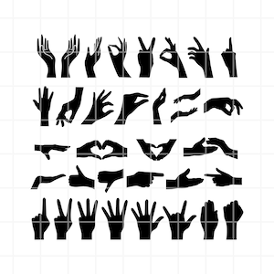 Hand Symbols SVG. Hand Symbols png. Hand Symbols clipart. Hand Symbols cut file. Hand Symbols cutting set.  Pointing Hand svg. Hand svg.