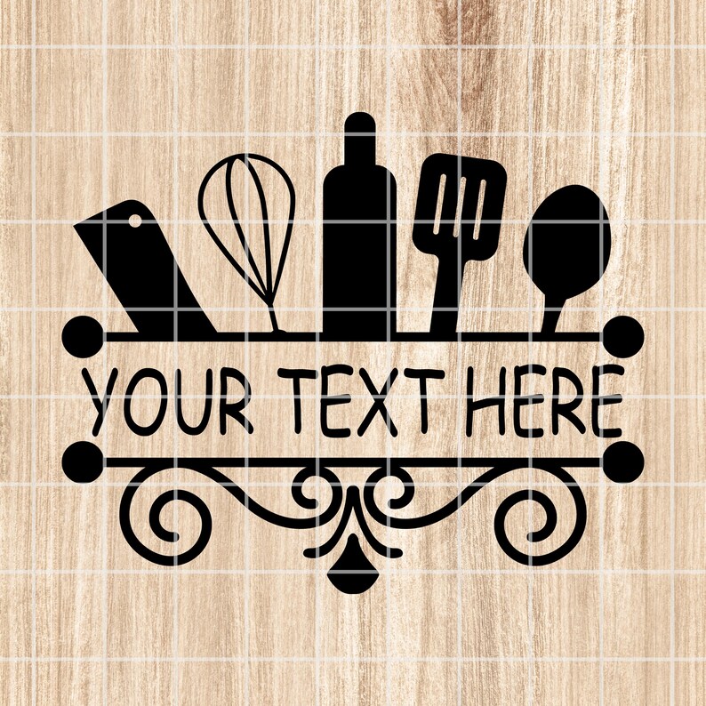 Cooking Split Frame Kitchen Monogram Split Frame SVG, PNG, AI Clipart. Cooking Vector Cut ...