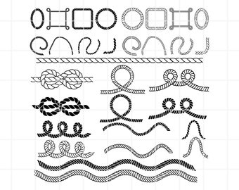 Rope Clipart Set SVG PNG | Frame, Border, Knot Designs (Digital Download)