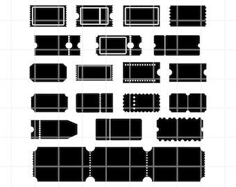 Blank Ticket SVG Clipart Set, Coupon PNG Cut File (Digital Download)