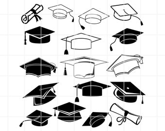 Examenskapsmössa SVG, PNG, AI, Clipart-paket. Vektorillustration Klippfiler (digital nedladdning)