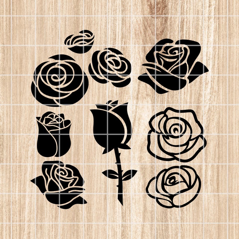 Svg Mini Roses Rose SVG, PNG, AI, Clipart Set. Floral Vector Illustration Cut Files ...